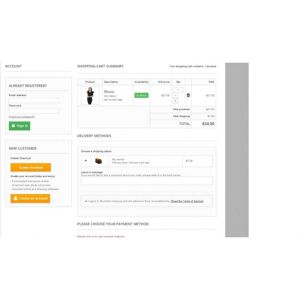 One Step Checkout Prestashop Module et one page checkout