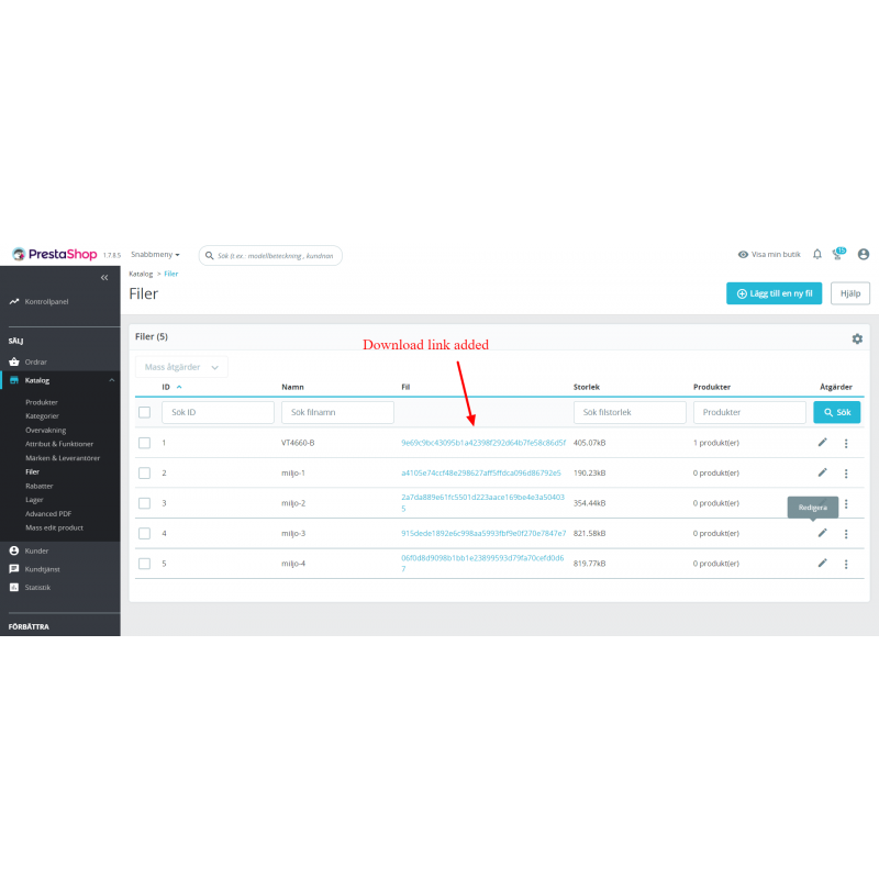 Prestashop Attachment Téléchargement direct Lien ajouté - Fichier de produit
