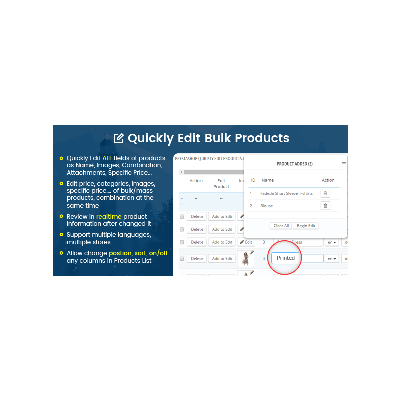 Prestashop Mass editing products Prestashop Mass editing products