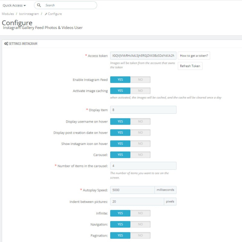 Prestashop Instagram Social Feed Photos Reels/Video - Responsive