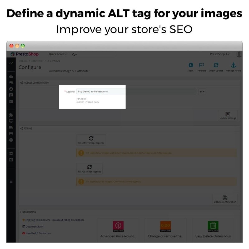 Prestashop Automatic image ALT tag - Image SEO Prestashop Automatic image ALT tag - Image SEO